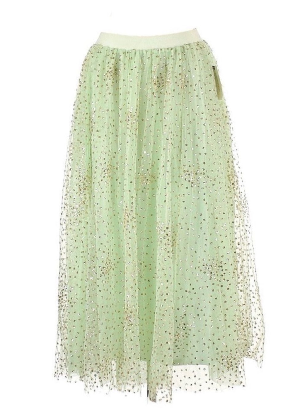 Green Sequin Tulle Maxi Skirt Anthropologie size small